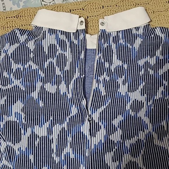 BCBGMaxAzria Blue Collared Peplum Top - Size M - Picture 3 of 7